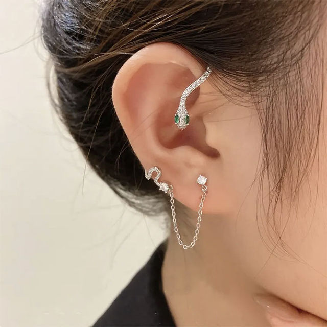 Shiny Zircon Snake Ear Cuff