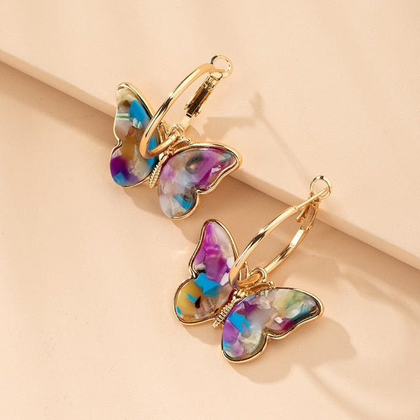 Glass outlet butterfly earrings