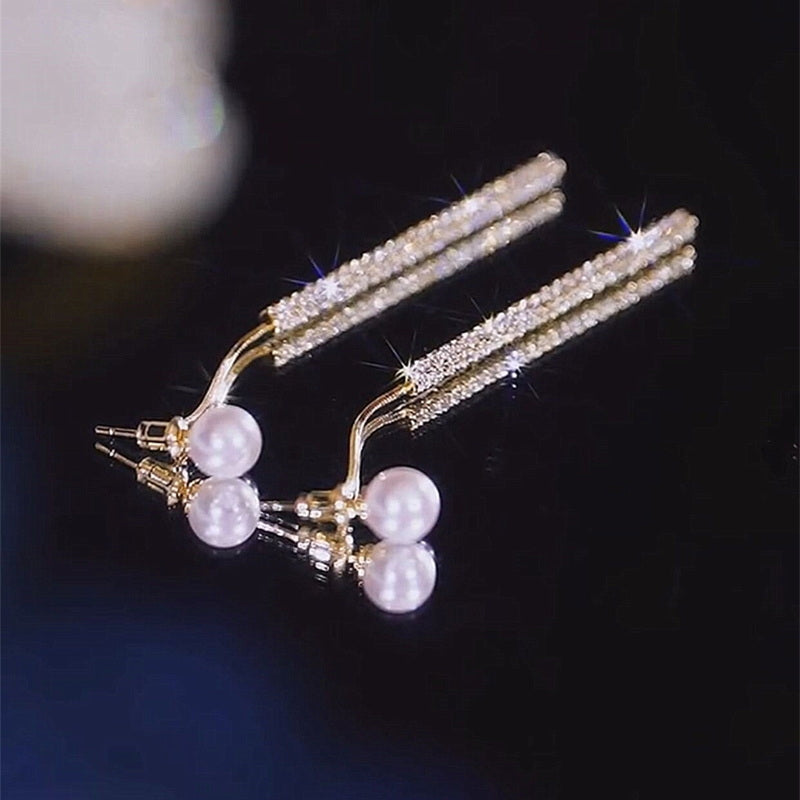 Pearl Dangle Diamond Earrings