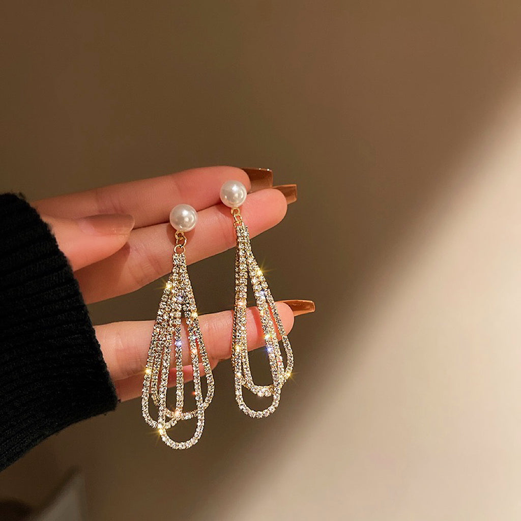 Fashion Pearl Tassel Earrings