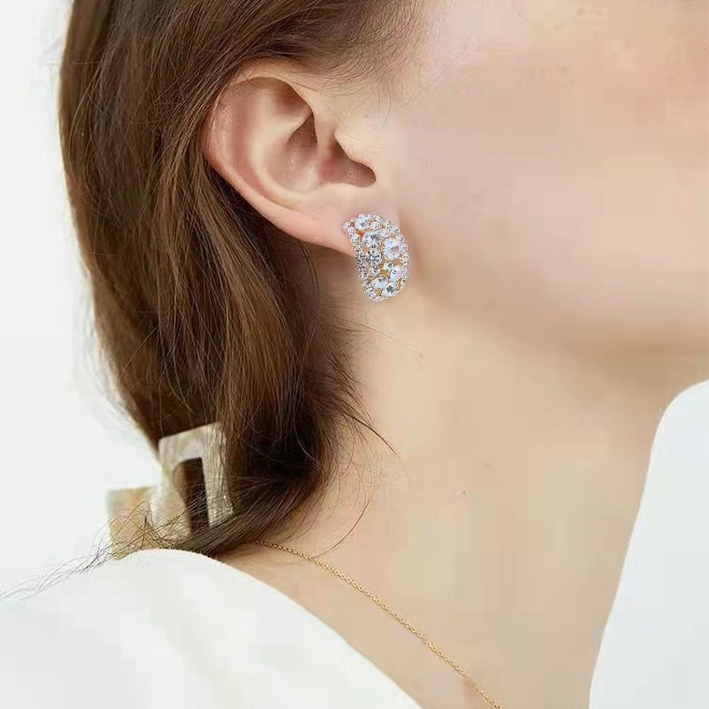 Diamond Half Hoop Earrings