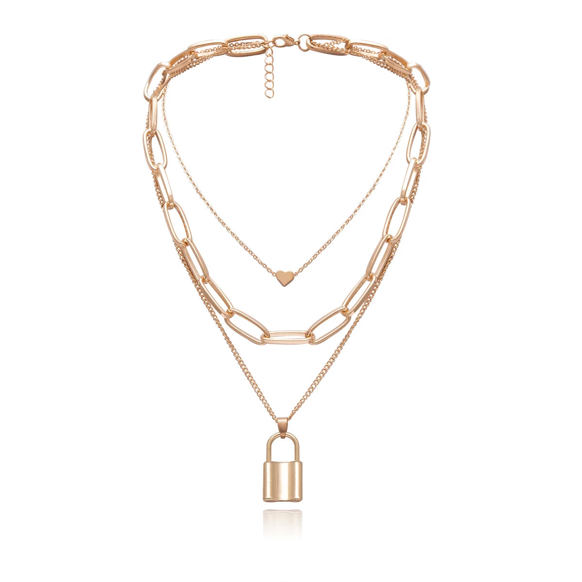 Multi Layer Lover Lock Necklace