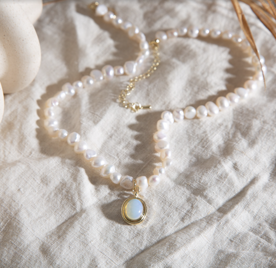 Freshwater Pearl & Moonstone Necklace