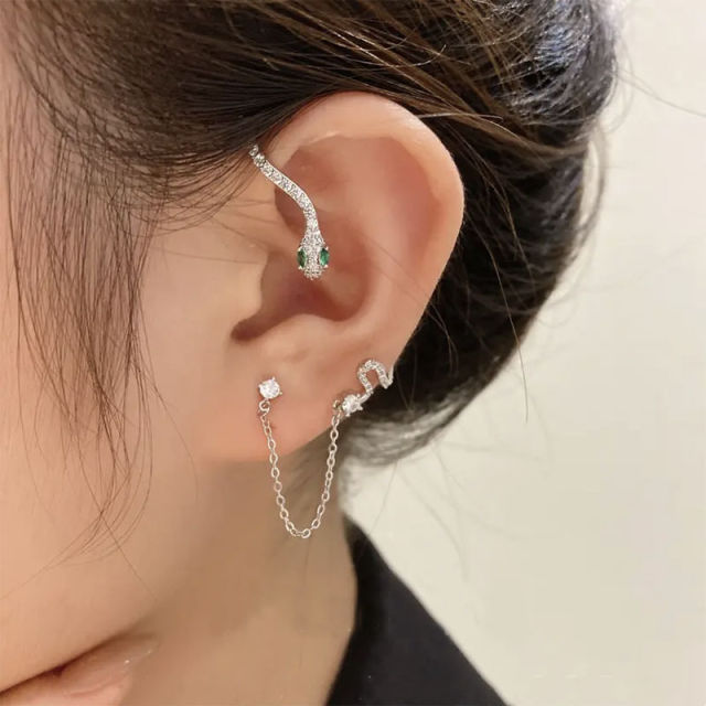 Shiny Zircon Snake Ear Cuff