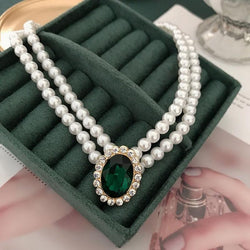 Green Crystal Pearl Necklace